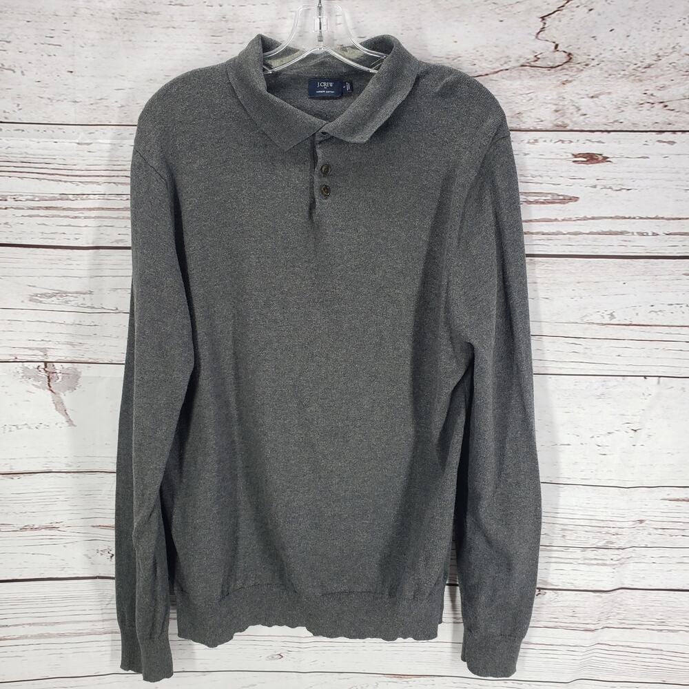 J.Crew Men's Gray Harbor Cotton Knit Long Sleeve Sweater Size Large